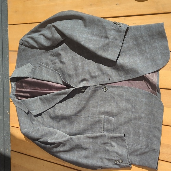 Loro Piana Italy Harry Rosen Gray Wool Sport Coat with Windowpane Fabric 44R - Picture 11 of 11